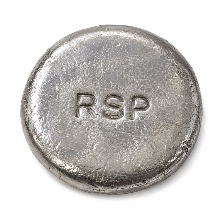 1 oz 99.99% Pure Indium Metal Round Puck Stamped RSP
