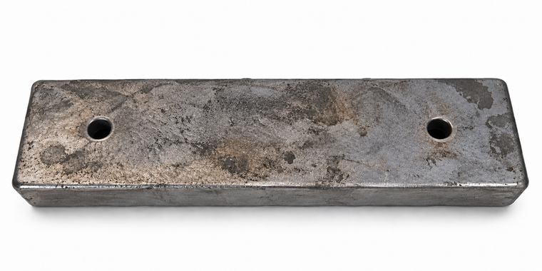 25 lb antimonial lead ballast weight with two mounting holes – Made in USA