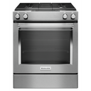 Kitchenaid® 30-Inch 4-Burner Dual Fuel Downdraft Slide-In Range KSDG950ESS