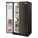 Kitchenaid® 22.6 cu ft. Counter-Depth Side-by-Side Refrigerator with Exterior Ice and Water and PrintShield™ finish KRSC703HBS