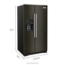 Kitchenaid® 24.8 cu ft. Side-by-Side Refrigerator with Exterior Ice and Water and PrintShield™ Finish KRSF705HBS