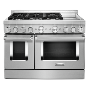 KitchenAid® 48'' Smart Commercial-Style Gas Range with Griddle KFGC558JSS