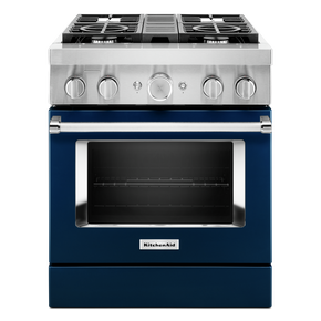 KitchenAid® 30'' Smart Commercial-Style Dual Fuel Range with 4 Burners KFDC500JIB