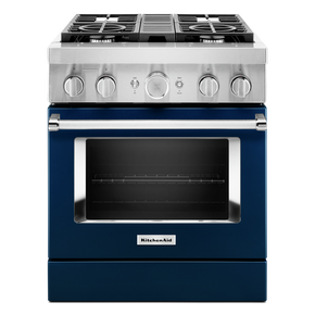 KitchenAid® 30'' Smart Commercial-Style Dual Fuel Range with 4 Burners KFDC500JIB