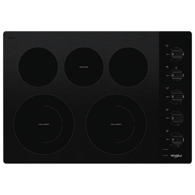 Whirlpool® 30-inch Electric Ceramic Glass Cooktop with Two Dual Radiant Elements WCE77US0HB