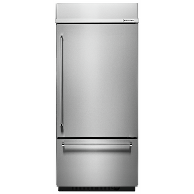 Kitchenaid® 20.9 Cu. Ft. 36 Width Built-In Stainless Bottom Mount Refrigerator with Platinum Interior Design KBBR306ESS