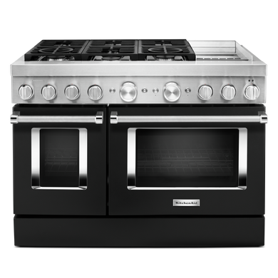 KitchenAid® 48'' Smart Commercial-Style Dual Fuel Range with Griddle KFDC558JBK