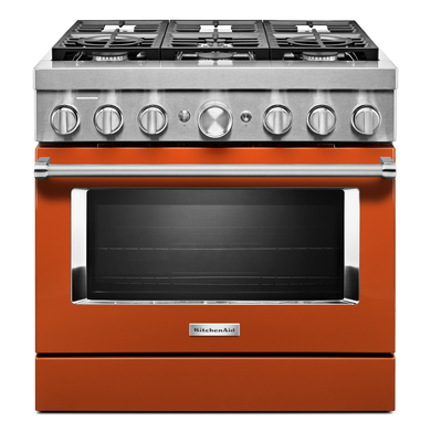 Cuisinière commerciale intelligente bicombustible KitchenAid®, 6 brûleurs, 36 po KFDC506JSC