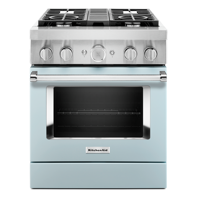 Kitchenaid® Cuisinière commerciale intelligente bicombustible avec 4 brûleurs - 30 po KFDC500JMB