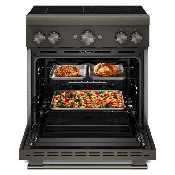 Kitchenaid® 30-Inch 4-Element Induction Freestanding Commercial-Style Range with Air Fry KFIS930SBE