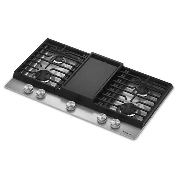Kitchenaid® Gas-on-Metal Cooktop with an Integrated Wok Grate and CookShield™ Finish KCGK736SSS