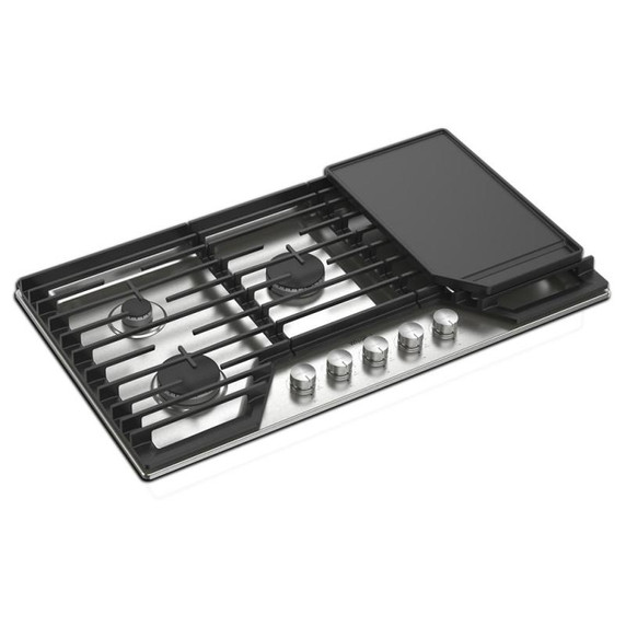 Whirlpool® 36-inch Gas Cooktop with 2-in-1 Hinged Grate to Griddle WCGK7536PS