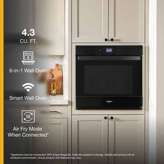 Whirlpool® 4.3 Cu. Ft. Single Wall Oven with Air Fry When Connected WOES5027LB