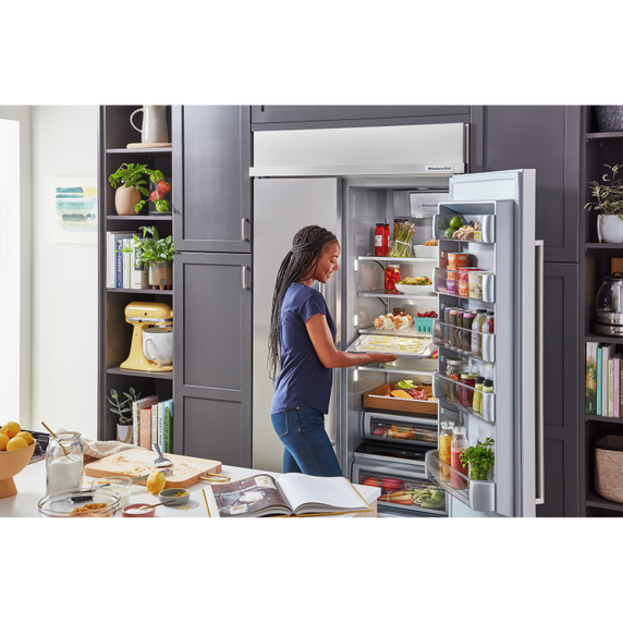 Kitchenaid® 24 Undercounter Refrigerator with Glass Door and Shelves with Metallic Accents KURR314KSS