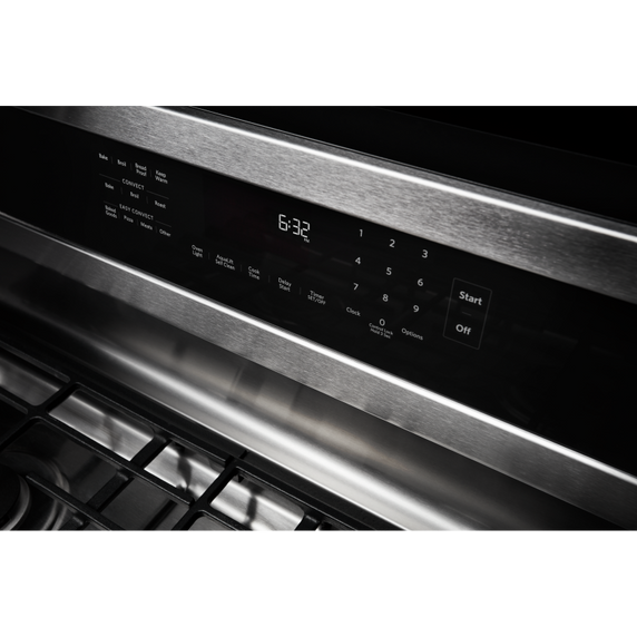 Kitchenaid® 30-Inch 5-Burner Gas Slide-In Convection Range KSGG700EBS