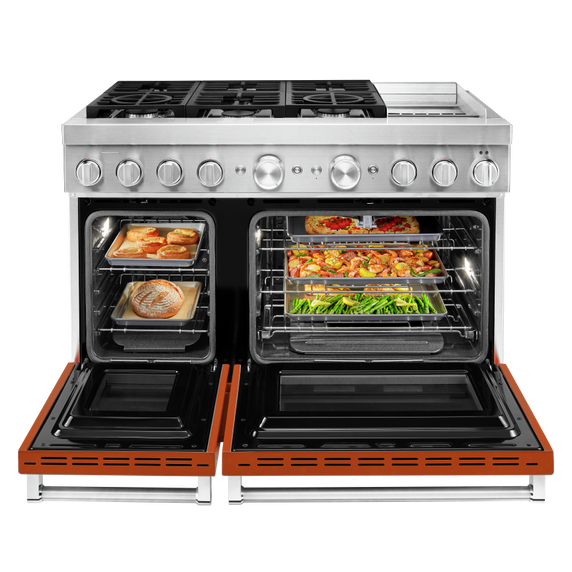 KitchenAid® 48'' Smart Commercial-Style Dual Fuel Range with Griddle KFDC558JSC