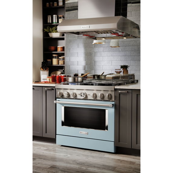 KitchenAid® 36'' Smart Commercial-Style Dual Fuel Range with 6 Burners KFDC506JMB