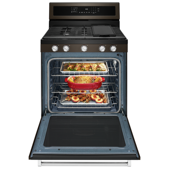 Kitchenaid® 30-Inch 5-Burner Gas Convection Range KFGG500EBS