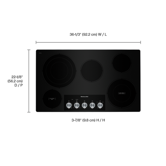 Kitchenaid® 36 Electric Cooktop with 5 Elements and Knob Controls KCES556HSS