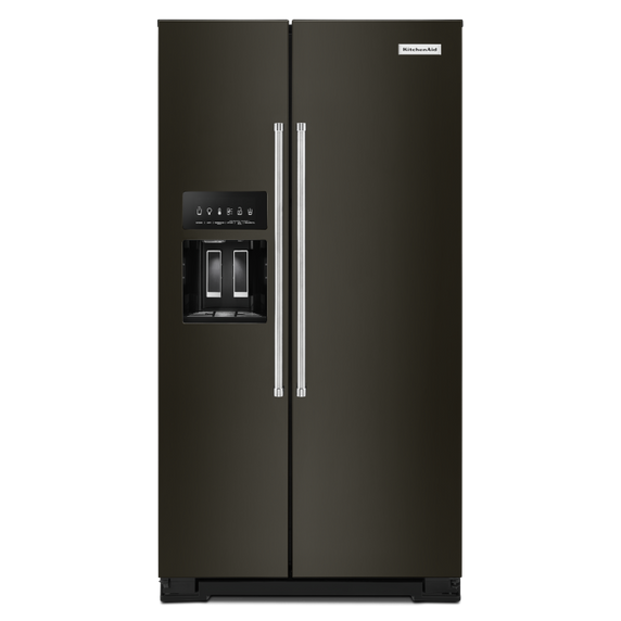 Kitchenaid® 24.8 cu ft. Side-by-Side Refrigerator with Exterior Ice and Water and PrintShield™ Finish KRSF705HBS