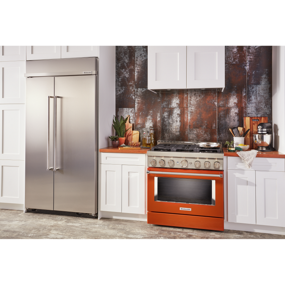 KitchenAid® 36'' Smart Commercial-Style Gas Range with 6 Burners KFGC506JSC