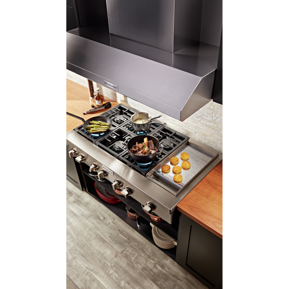 KitchenAid® 48'' 6-Burner Commercial-Style Gas Rangetop with Griddle KCGC558JSS