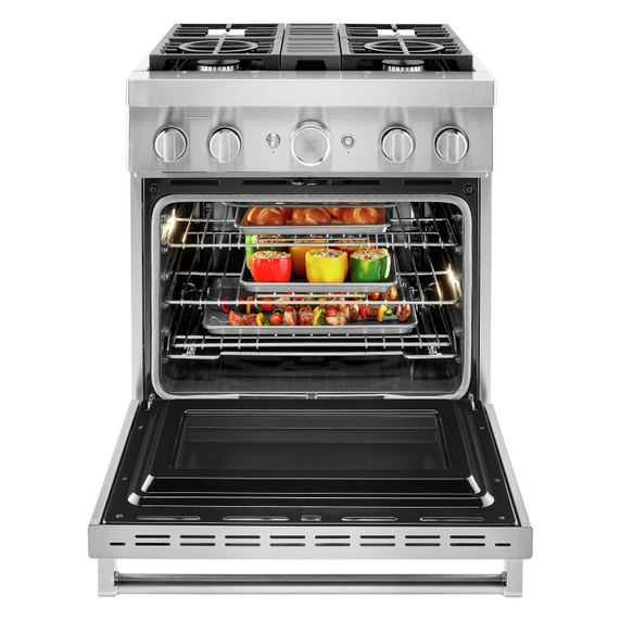 KitchenAid® 30'' Smart Commercial-Style Dual Fuel Range with 4 Burners KFDC500JSS