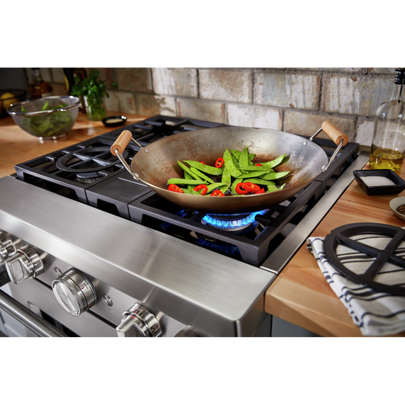 KitchenAid® 30'' Smart Commercial-Style Dual Fuel Range with 4 Burners KFDC500JSS