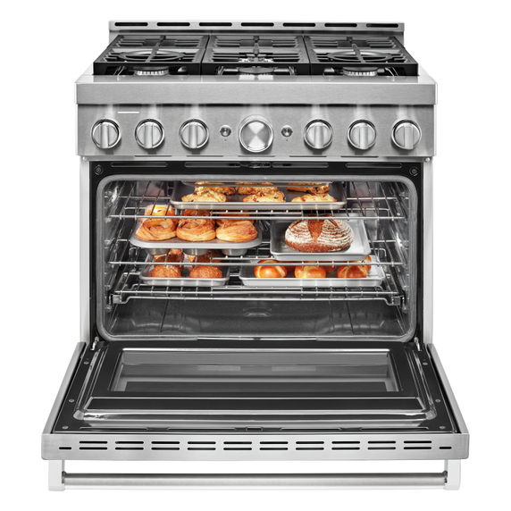 KitchenAid® 36'' Smart Commercial-Style Gas Range with 6 Burners KFGC506JSS