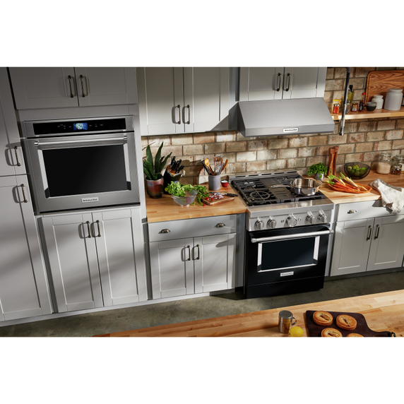 KitchenAid® 30'' Smart Commercial-Style Gas Range with 4 Burners KFGC500JBK