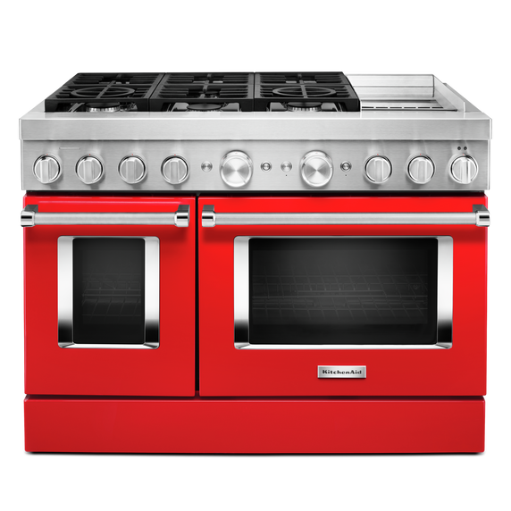 KitchenAid® 48'' Smart Commercial-Style Dual Fuel Range with Griddle KFDC558JPA