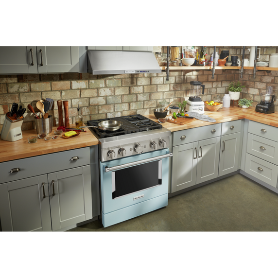 KitchenAid® 30'' Smart Commercial-Style Dual Fuel Range with 4 Burners KFDC500JMB