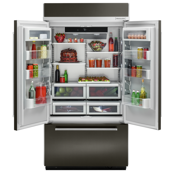 Kitchenaid® 24.2 Cu. Ft. 42 Width Built-In Stainless French Door Refrigerator with Platinum Interior Design KBFN502EBS