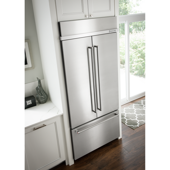 Kitchenaid® 24.2 Cu. Ft. 42 Width Built-In Stainless French Door Refrigerator with Platinum Interior Design KBFN502ESS