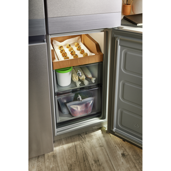 Kitchenaid® 19.4 cu. ft. 36-inch wide Counter-Depth 4-Door Refrigerator with PrintShield™ Finish KRQC506MPS