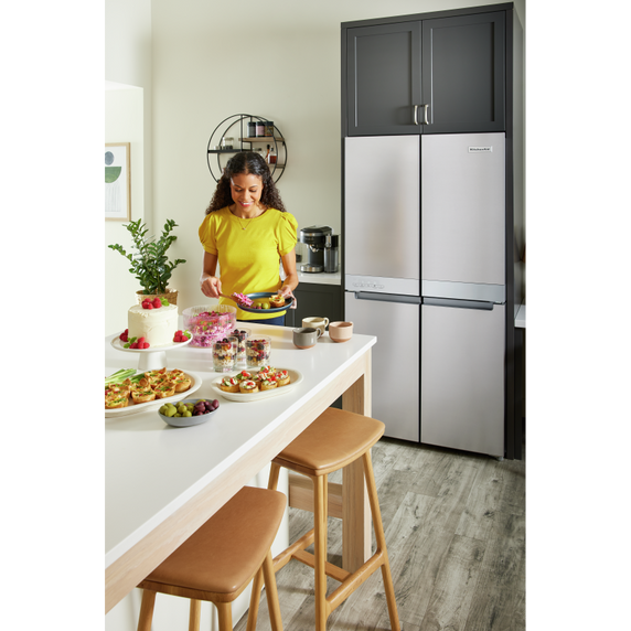 Kitchenaid® 19.4 cu. ft. 36-inch wide Counter-Depth 4-Door Refrigerator with PrintShield™ Finish KRQC506MPS