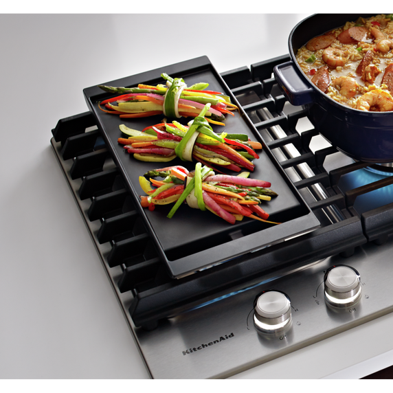 Kitchenaid® 36 5-Burner Gas Cooktop with Griddle KCGS956ESS