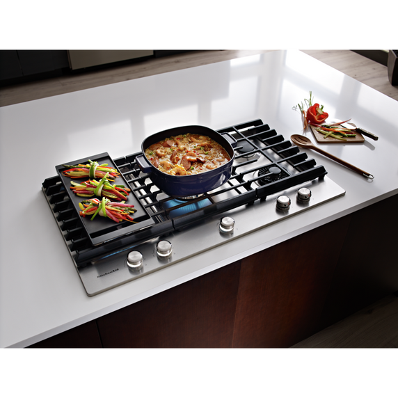 Kitchenaid® 36 5-Burner Gas Cooktop with Griddle KCGS956ESS