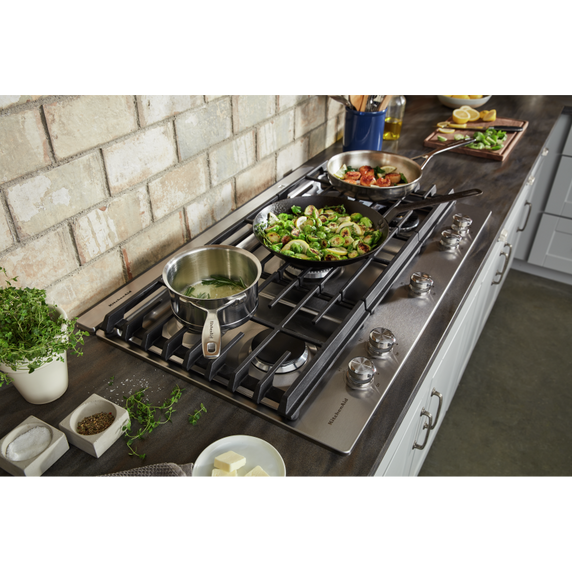 Kitchenaid® 36 5-Burner Gas Cooktop with Griddle KCGS956ESS