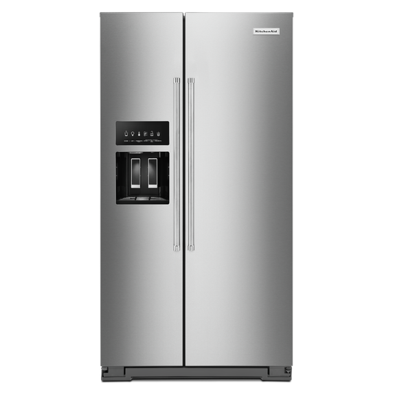 Kitchenaid® 24.8 cu ft. Side-by-Side Refrigerator with Exterior Ice and Water and PrintShield™ finish KRSF705HPS