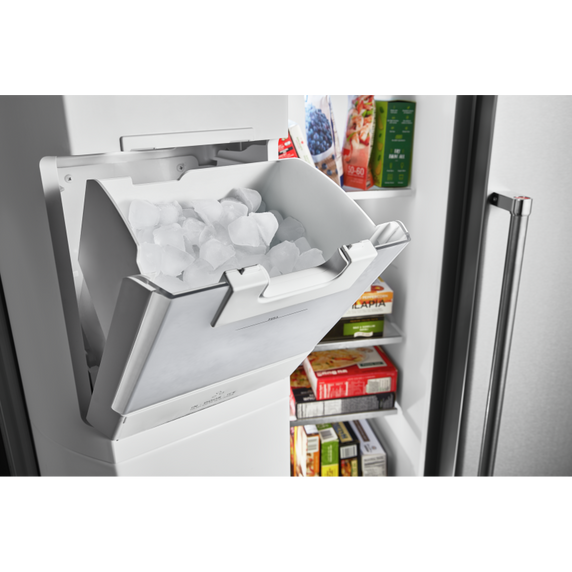 Kitchenaid® 19.9 cu ft. Counter-Depth Side-by-Side Refrigerator with Exterior Ice and Water and PrintShield™ finish KRSC700HBS