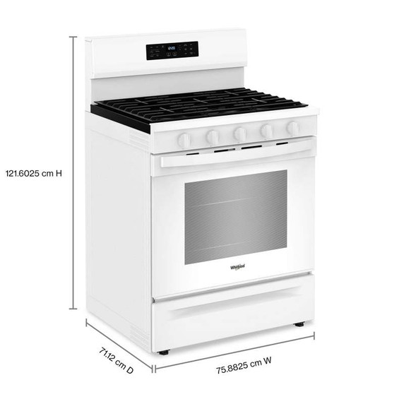 Whirlpool® 30-inch Gas Range with Air Fry and Air Baking, Self Cleaning, Rapid Preheat 5.0 CuFt Capacity WFGS5030RW