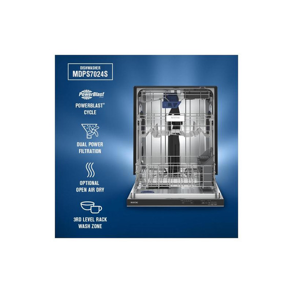 Maytag® 24" Top Control Dishwasher with PowerBlast® cycle and Power Dry MDPS7024SZ Maytag® 24" Top Control Dishwasher with PowerBlast® cycle and Power Dry MDPS7024SZ