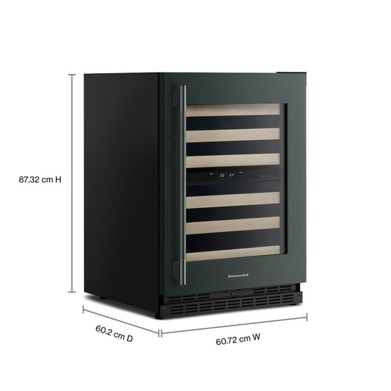 Kitchenaid® 24" Undercounter Wine Cellar with Full-Extension Wood-Front Racks KUWR524SJP