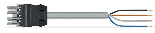Wago 771-9994/105-503 | pre-assembled connecting cable, Eca, Socket/open-ended, 4-pole, Cod. B, Control cable 4 x 1.0 mm2, 5 m