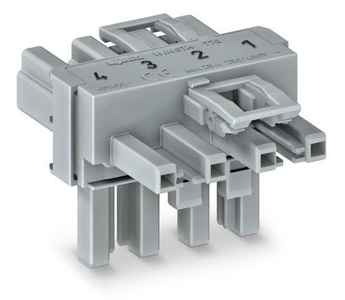Wago (50 PK) 770-1632 | T-distribution connector, 4-pole, Cod. B, 1 input, 2 outputs, 2 locking levers