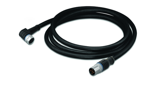 Wago 756-5509/030-020 | Sensor/actuator cable, fitted on both ends, 3-pole, M8 socket, angled, M12 plug, straight, 2 m