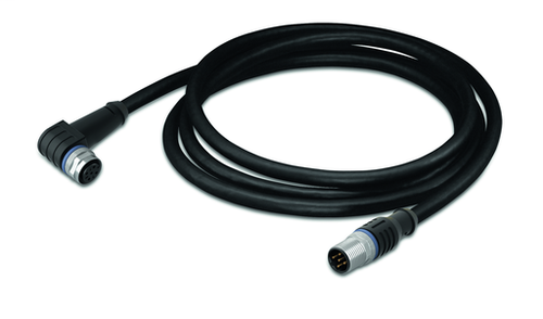 Wago 756-5403/030-010 | Sensor/actuator cable, fitted on both ends, 3-pole, M12 socket, angled, M12 plug, straight, 1 m