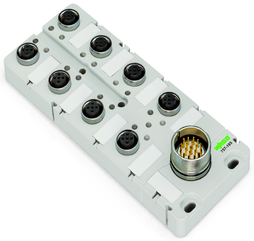 Wago 757-144 | M12 sensor/actuator box, 4-way, 4-pole, M23 connector
