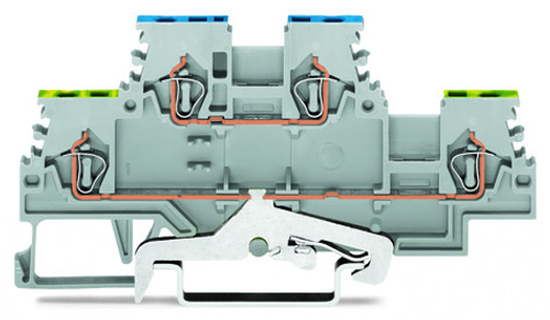 Wago 279-527 | Double-deck terminal block, Ground conductor/through terminal block, PE/L, without marker carrier, for DIN-rail 35 x 15 and 35 x 7.5, 1.5 mm, CAGE CLAMP